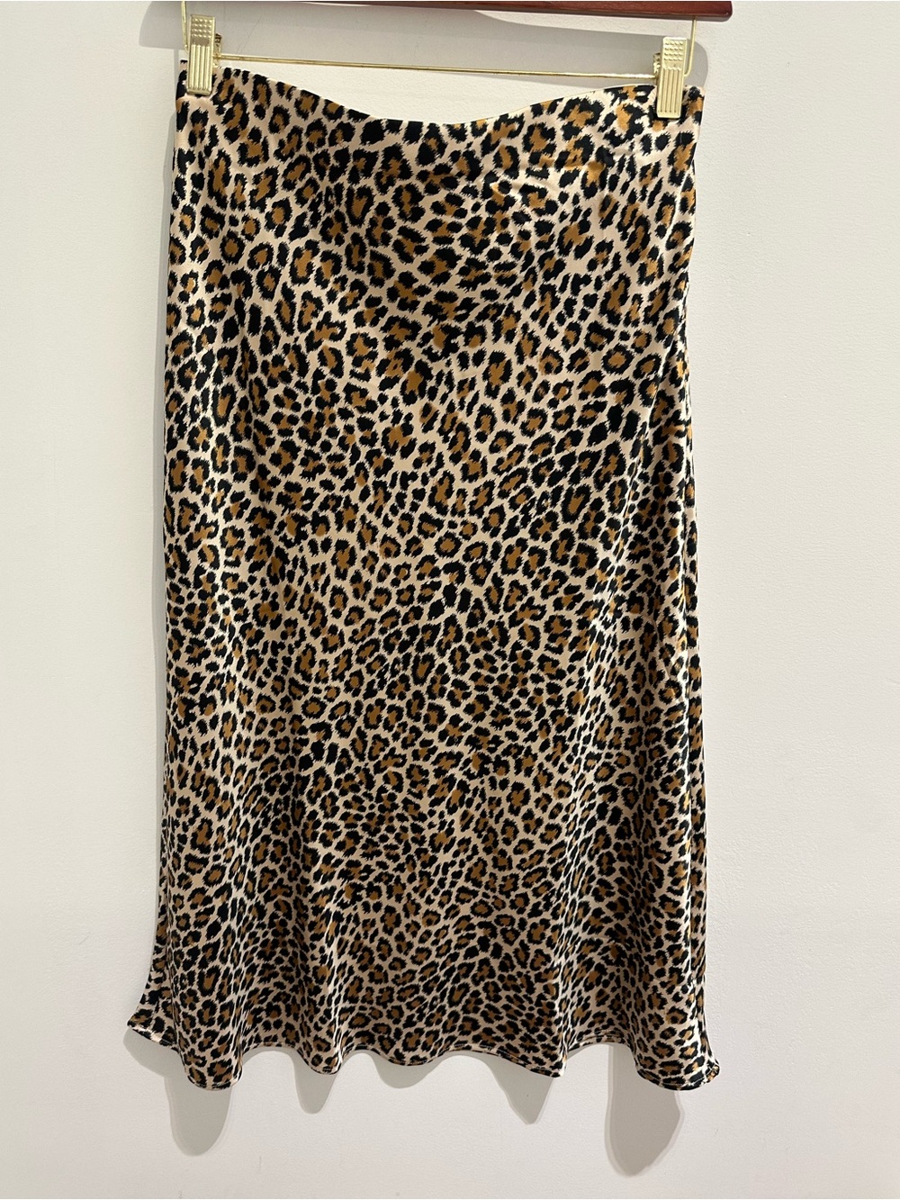 Rachel Zoe Animal Print Satin Slip Midi Skirt Large